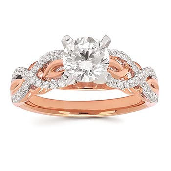 Rose and white gold engagement ring large center diamond